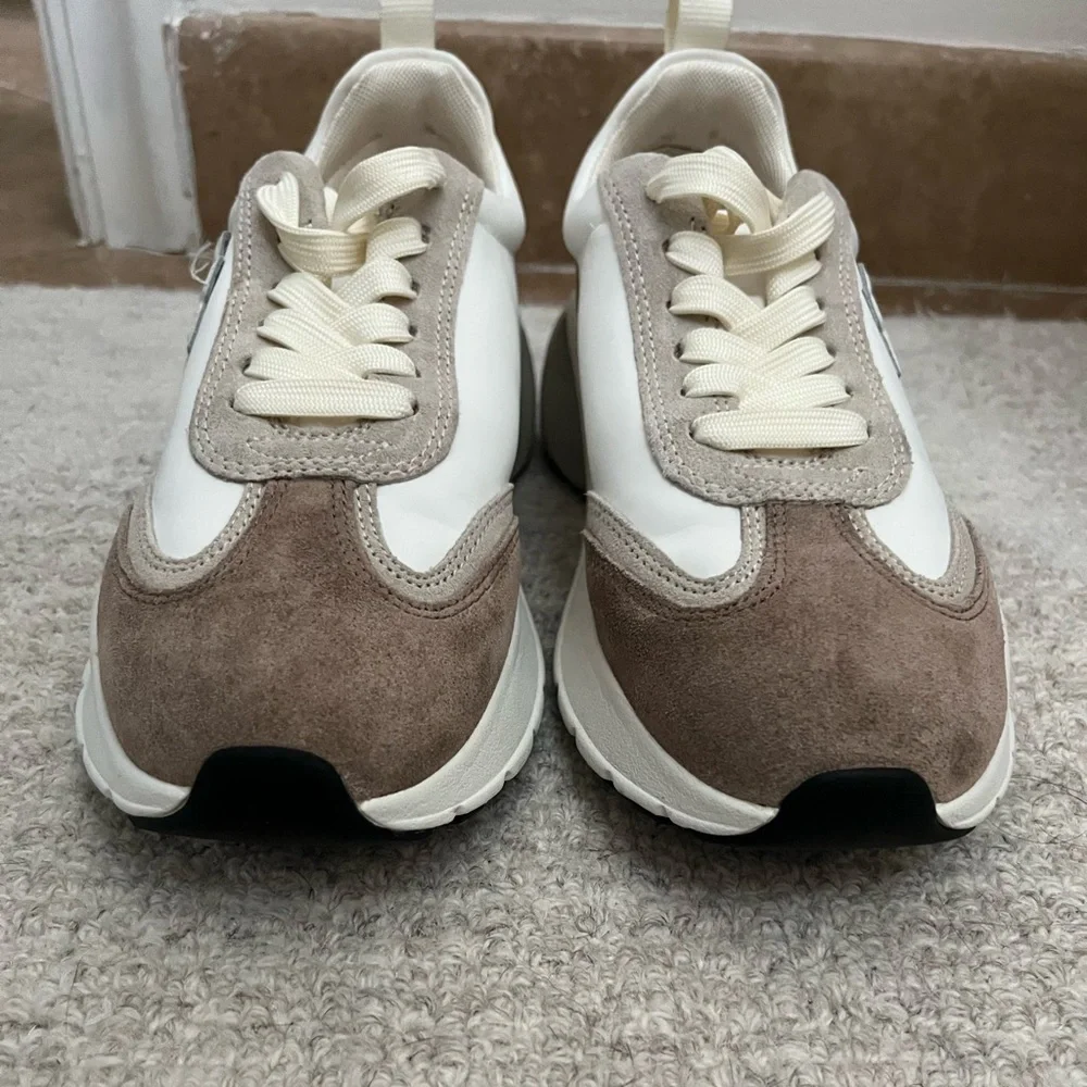 Tory Burch Cream and Taupe Platform Sneakers